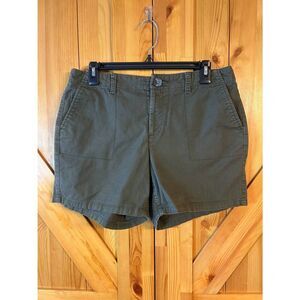 Dockers Womens Green Khaki Shorts Flap Button Pockets Size 10 (5078)